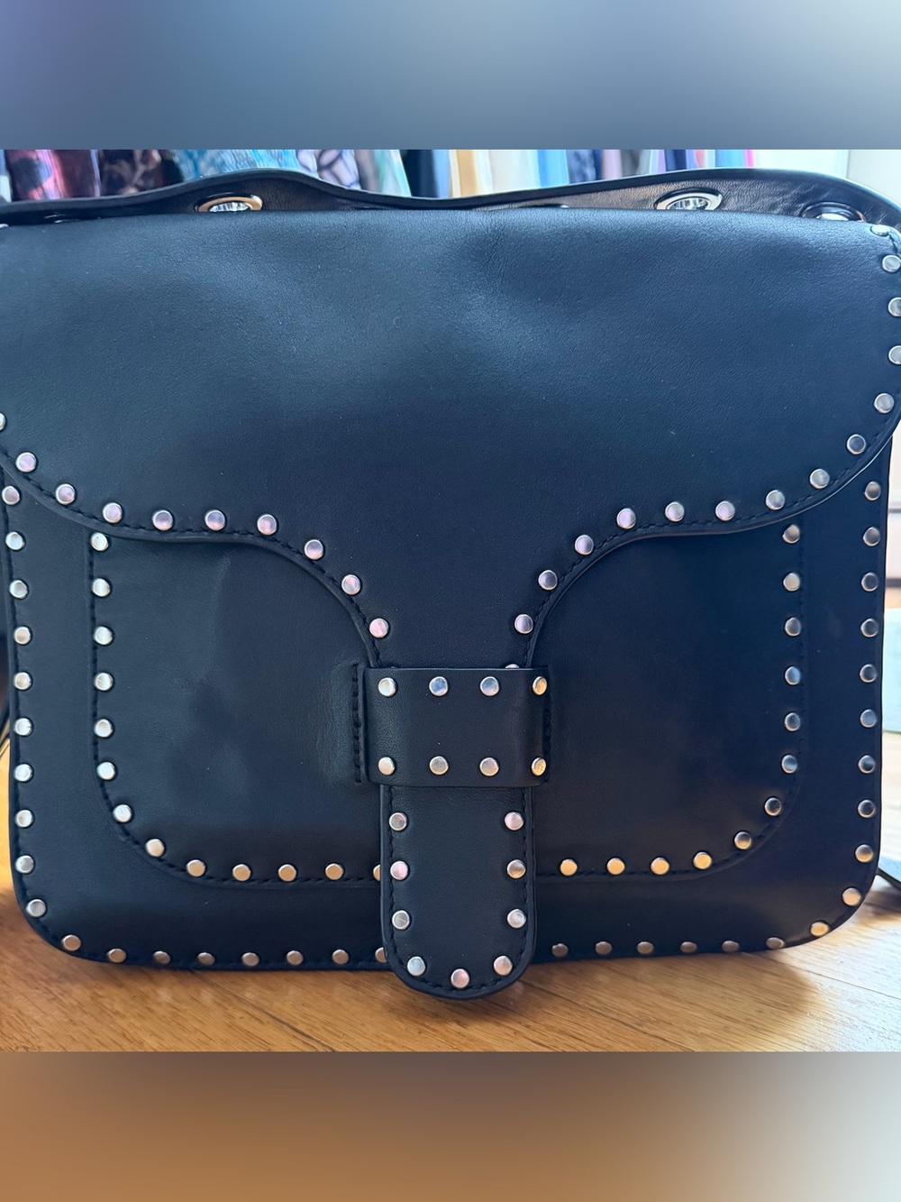 Rebecca Minkoff Black Studded Leather Crossbody Bag - Picture 2 of 8